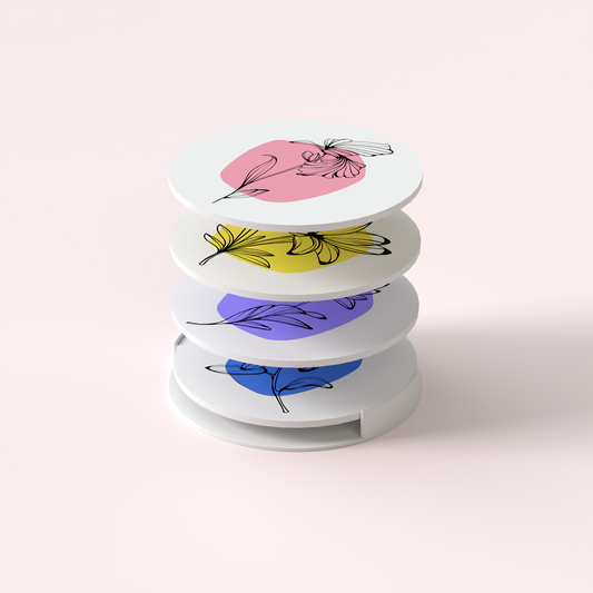The Floral Edition - Coasters with Holder (Set of 4)