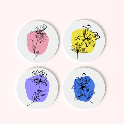 The Floral Edition - Coasters with Holder (Set of 4)