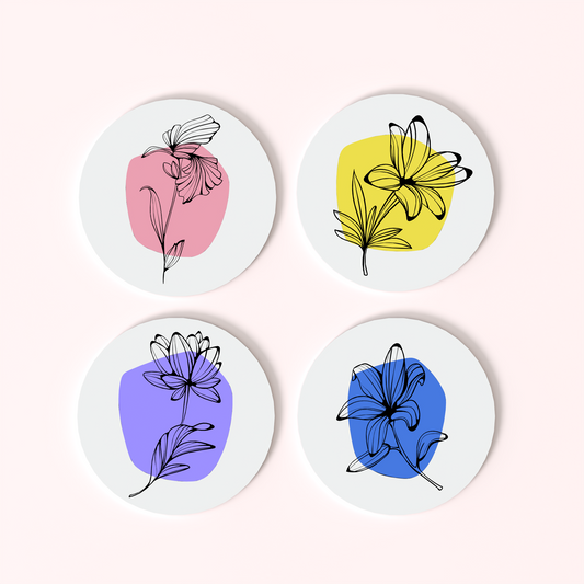 The Floral Edition - Coasters with Holder (Set of 4)