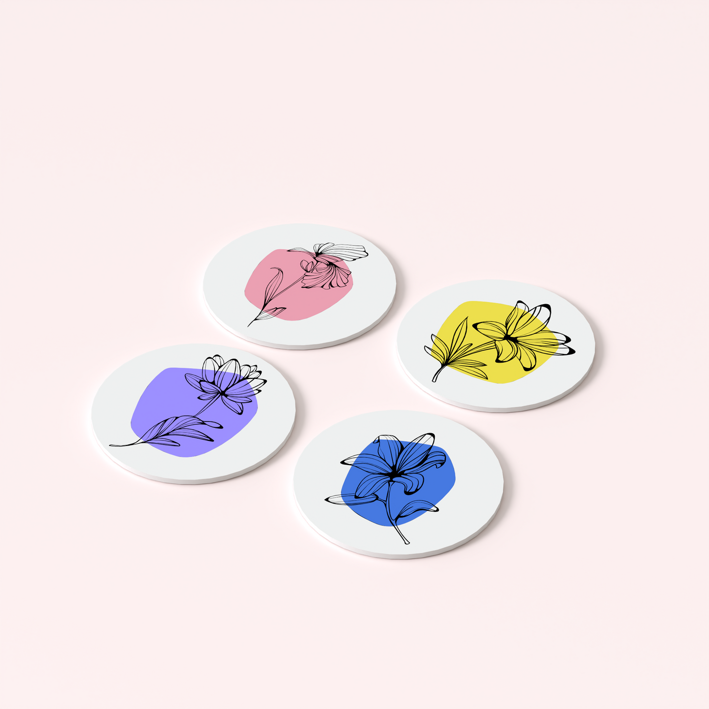 The Floral Edition - Coasters with Holder (Set of 4)