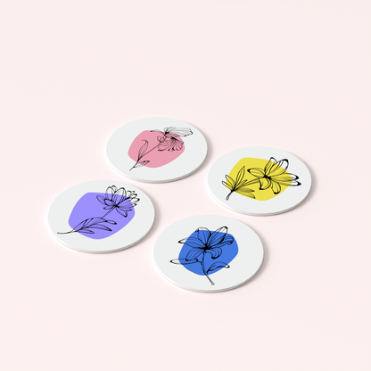 The Floral Edition - Coasters with Holder (Set of 4)