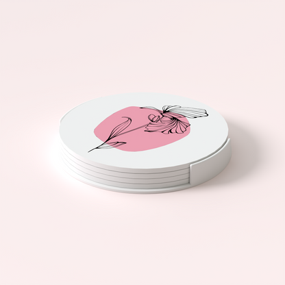 The Floral Edition - Coasters with Holder (Set of 4)