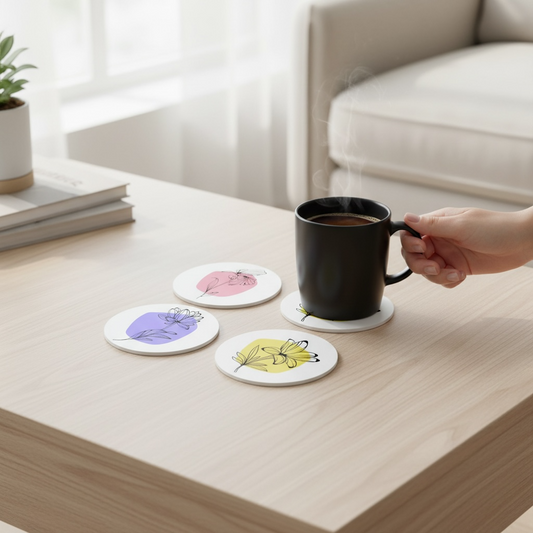 The Floral Edition - Coasters with Holder (Set of 4)