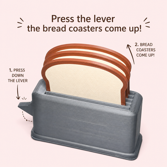 Toastie Coasters with Holder – (Set of 4)