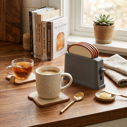 Toastie Coasters with Holder – (Set of 4)